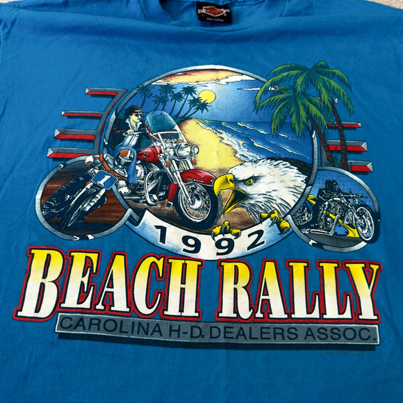 1992 Harley Davidson Beach Rally T-Shirt 2-Sided Carolina HD Motorcycle Tee Sz M - Picture 5 of 7